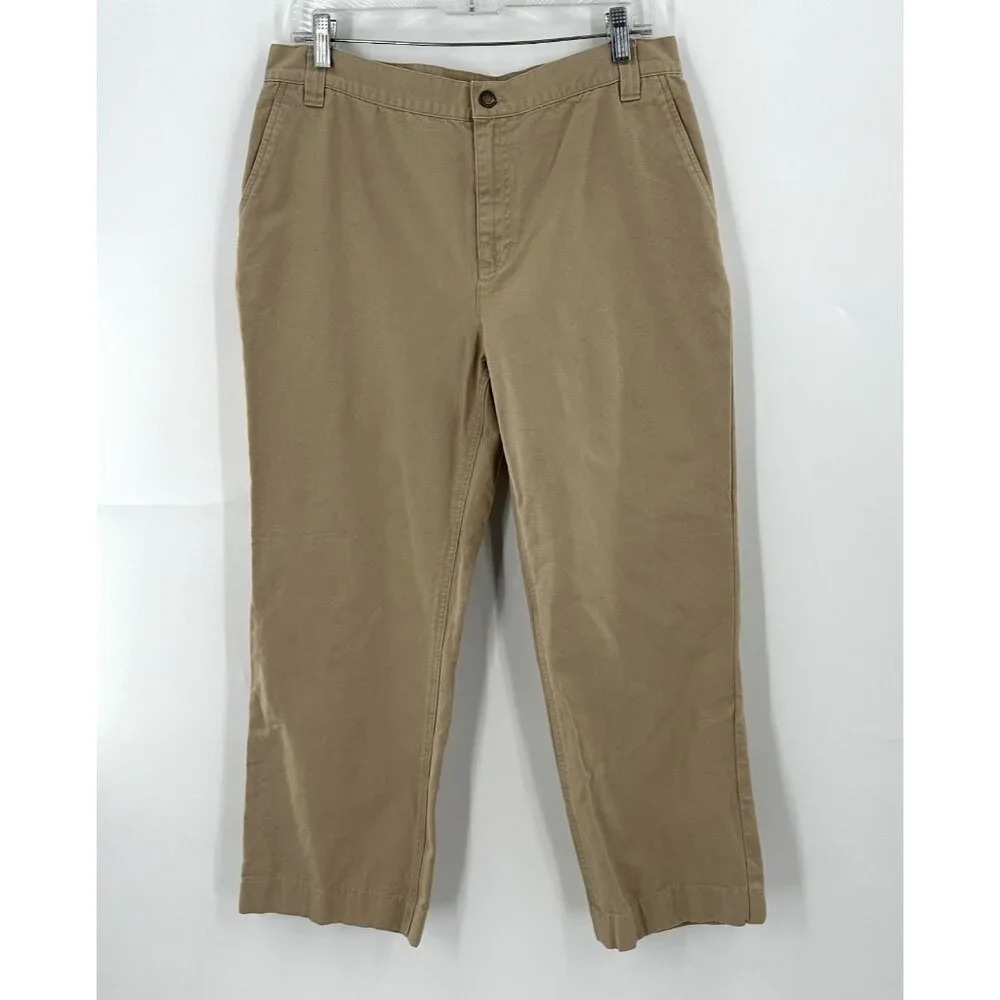 Lauren Ralph Lauren Pants Womens 12 Khaki Tan 100% Cotton Casual Trousers
